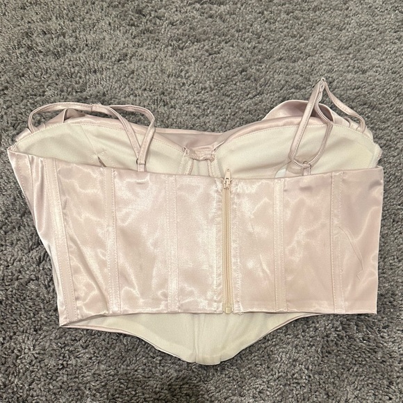 NWOT Parthea Draped Seam Front Satin Bustier Cami Corset Top small champagne - Picture 5 of 5